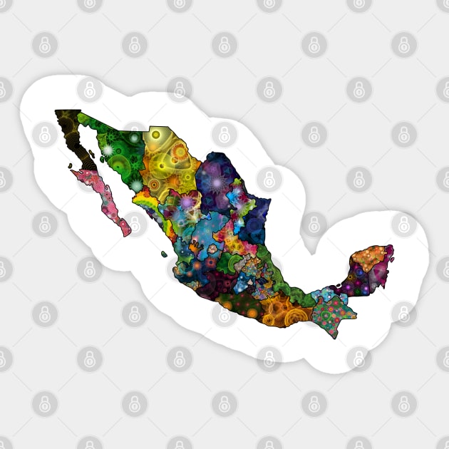 Spirograph Patterned Mexico States Map Sticker by RachelEDesigns